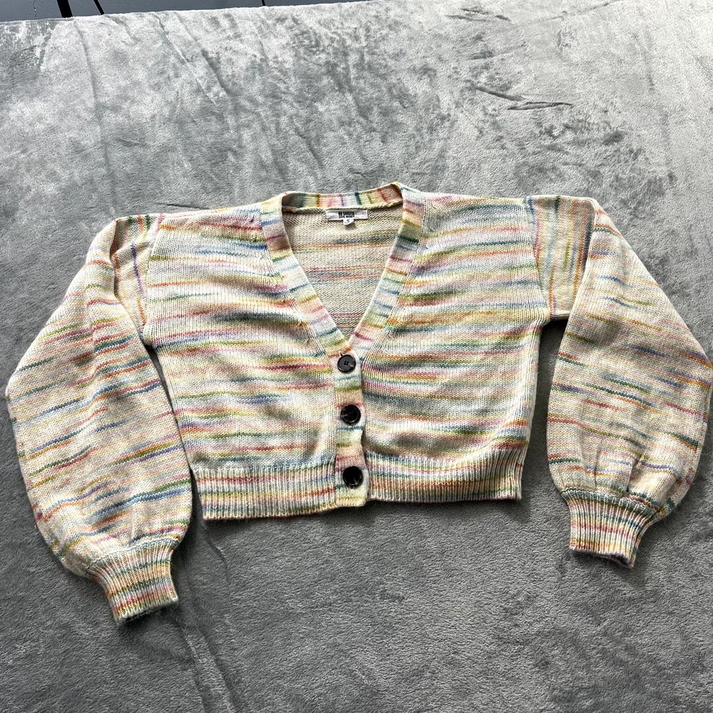 BB Dakota Steve Madden Crop Cardigan S Multicolor Chunky Striped Knit BM106132